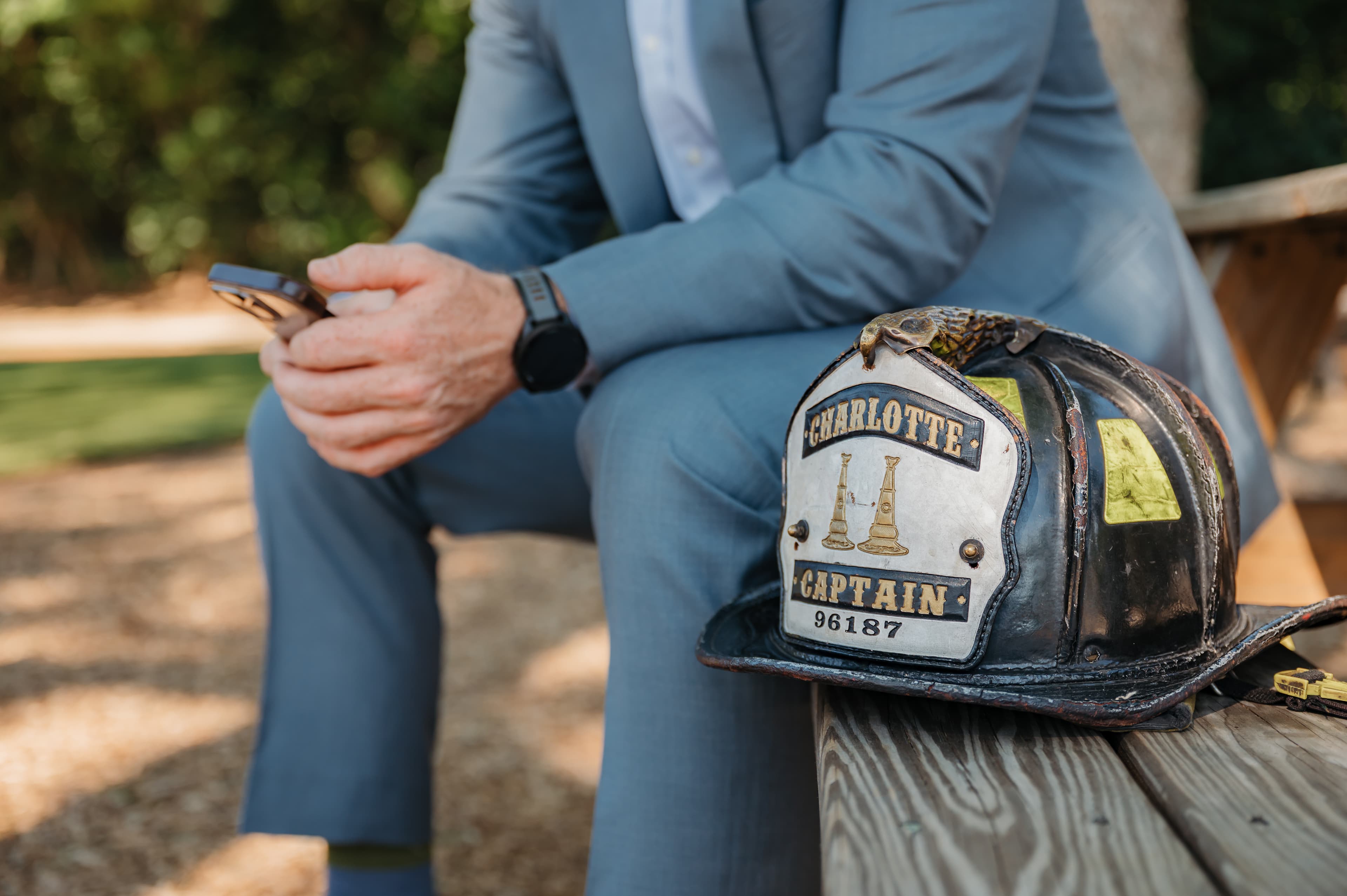 Jacob Shope's Charlotte Fire captain helmet