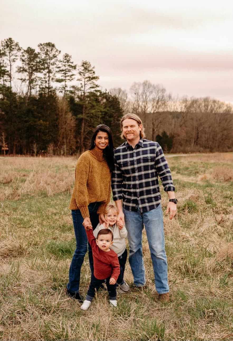 Jacob Shope and family in a field